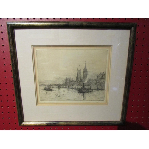 4074 - Two etchings depicting Westminster, Rowland Langmaid 15cm x 20cm and Frank Harding 16.5cm x 20cm, bo... 