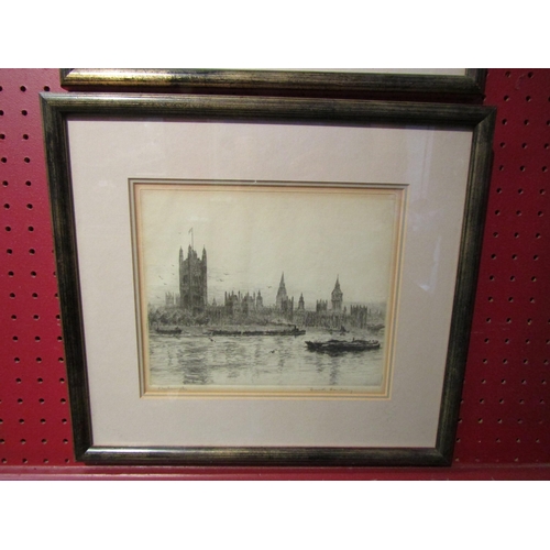 4074 - Two etchings depicting Westminster, Rowland Langmaid 15cm x 20cm and Frank Harding 16.5cm x 20cm, bo... 