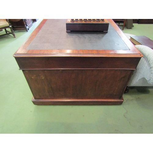 4101 - Circa 1860 a mahogany twin pedestal partners desk of twelve drawers and two single door cupboards on... 