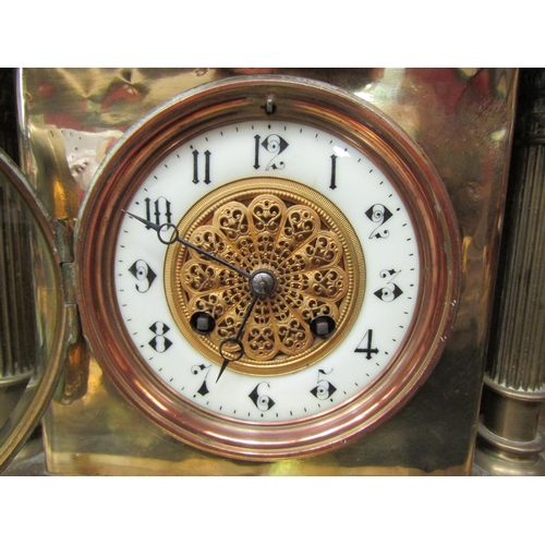 4109 - A French mantel clock, ca. 1890, heavy brass case in Neo-Classical style, French circular movement s... 