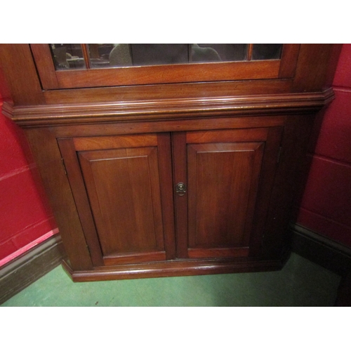 4137 - A mahogany full height corner cabinet with working locks and key. 199cm high x 99cm wide  (R) £65