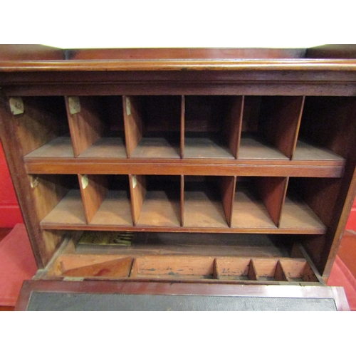 4141 - Circa 1860 a mahogany writing cabinet with fitted interior and key, 48cm x 61cm x 30cm