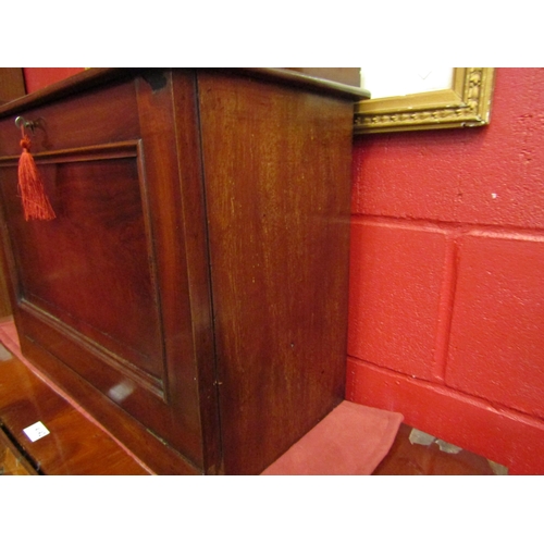 4141 - Circa 1860 a mahogany writing cabinet with fitted interior and key, 48cm x 61cm x 30cm