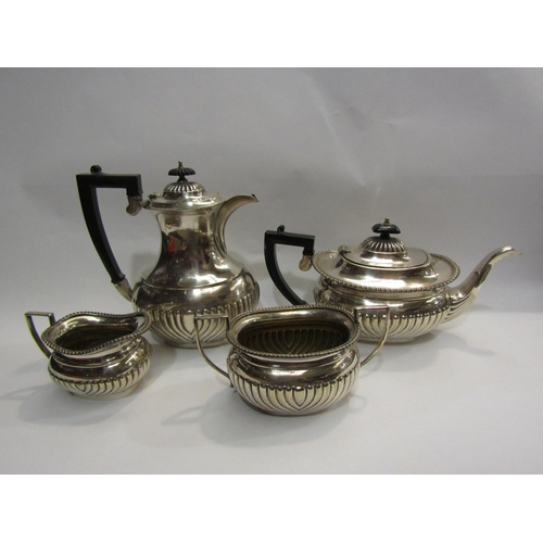 4396 - A fluted silver plated tea set consisting of coffee pot, teapot, sugar bowl and jug (4)