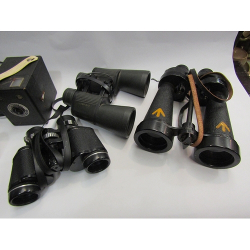 4401 - A quantity of cameras and binoculars incl Olympus OM20 SLR camera and Barr and Stroud CF41 naval bin... 