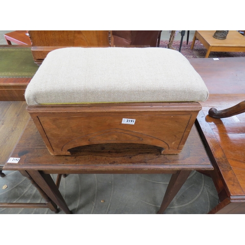 2220 - An Art Nouveau style box stool, grey hessian upholstery and a mahogany stool