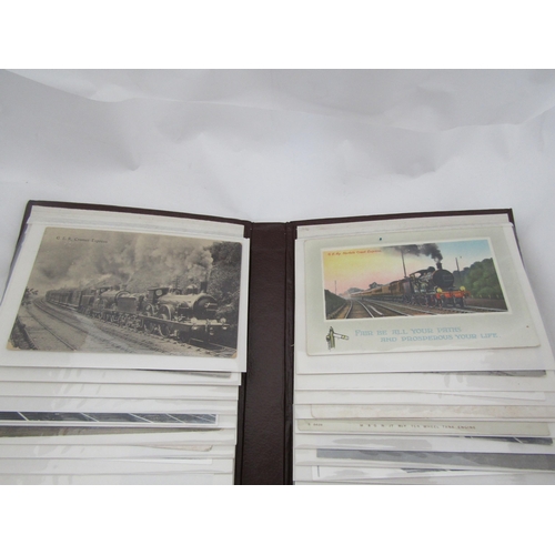 1285 - A album of approx 80 Railway scenes all postcard size, mostly relating to East Anglia and minor line... 