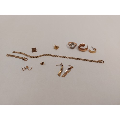 1274 - 9ct gold and metal scrap items