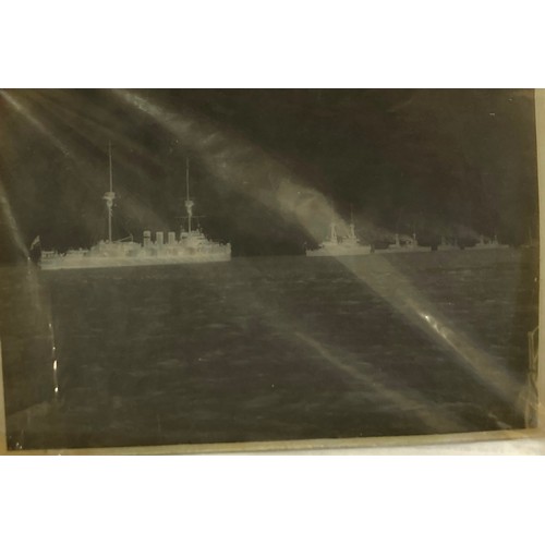 5100 - A collection of glass negatives of naval themes including Fleet Review 1911, Bulwark, K-Class submar... 