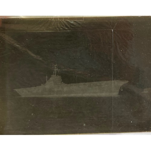 5100 - A collection of glass negatives of naval themes including Fleet Review 1911, Bulwark, K-Class submar... 