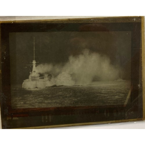 5100 - A collection of glass negatives of naval themes including Fleet Review 1911, Bulwark, K-Class submar... 