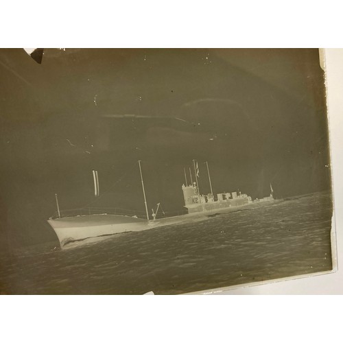 5100 - A collection of glass negatives of naval themes including Fleet Review 1911, Bulwark, K-Class submar... 