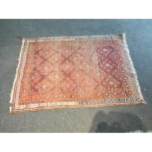 1072 - Two rugs, both Middle Eastern, red ground 124cm x 88cm, worn, and 206cm x 148cm some staining    (E)... 