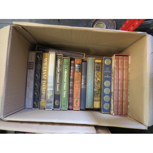 1210 - Three boxes of Folio Society books, including Coleridge; Defoe 