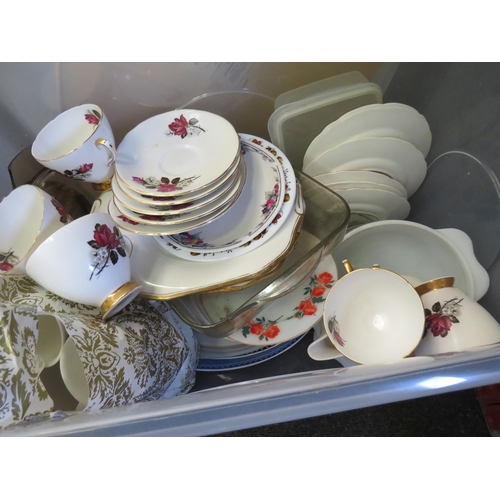 1236 - Two boxes of mixed china, to include Royal Ascot tea set           (C)