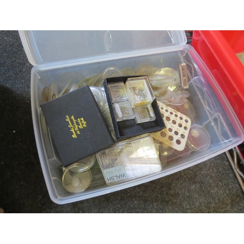 1256 - A box containing watch spares, bracelet links, etc