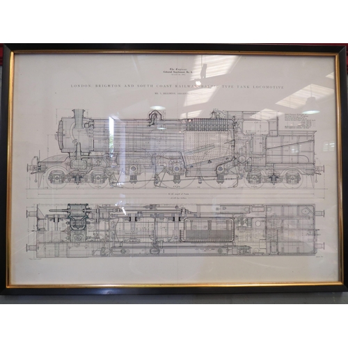 1257 - A framed and glazed engineer's plan taken from the Engineer Coloured Supplement No. 6, London, Brigh... 