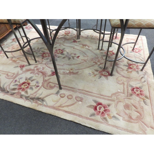 1541 - A Chinese rug, beige ground with floral design, 240cm x 152cm   (D)