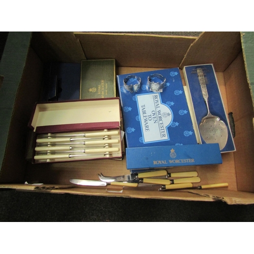 1194 - A quantity of boxed flatware, Royal Worcester oven-to-tableware dish, etc