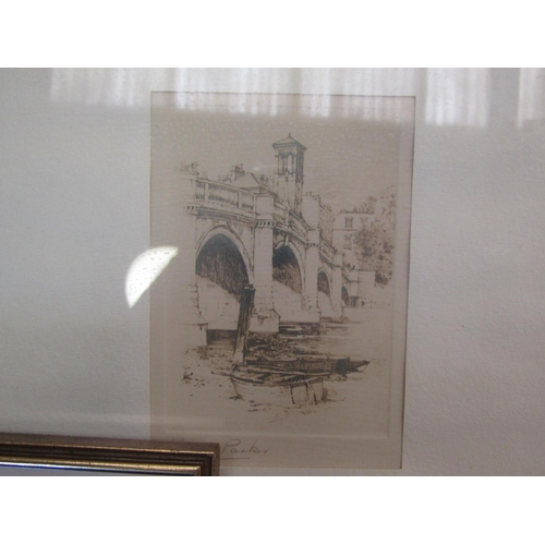 1231 - A quantity of framed pictures including 19th Century watercolour and engraving of Richmond Bridge (6... 