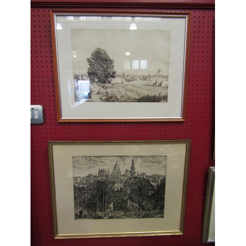 4021 - Two engravings, town scene and 