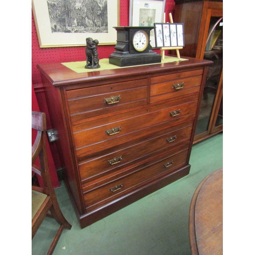 4027 - Circa 1900 a Maple & Co walnut chest of two short over three graduating long drawers with reeded dec... 