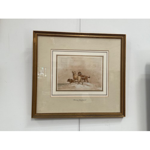 4035 - THOMAS CHURCHYARD (1798-1865): A set of four watercolours, Norwich School, Aldeburgh, dogs, donkey a... 