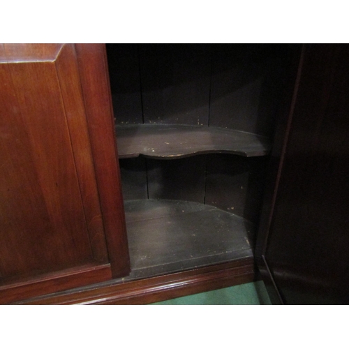 4123 - A mahogany full height corner cabinet with working locks and key. 199cm high x 99cm wide     (R) £50