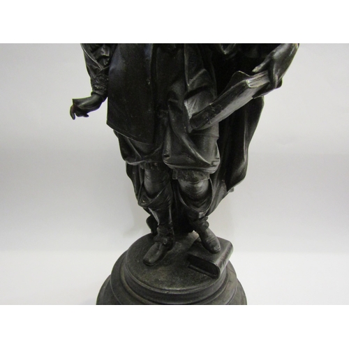 4140 - A cast metal figure of a scholar, 52cm tall