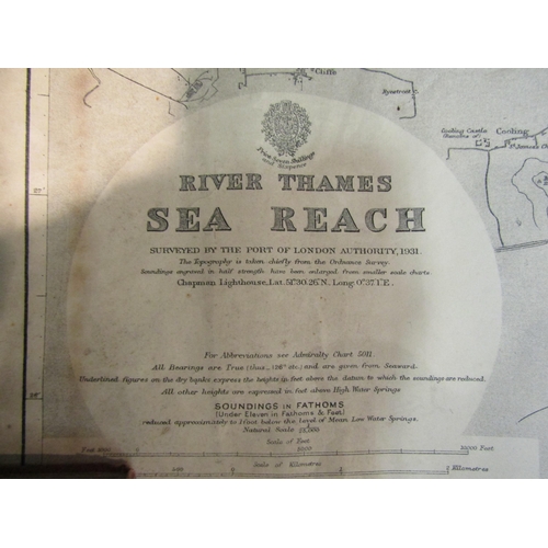 4200 - A map of River Thames Sea Reach circa 1933 including Leigh, Southend on Sea, Shoeburyness and Sheern... 