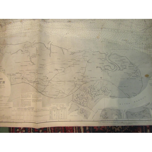 4200 - A map of River Thames Sea Reach circa 1933 including Leigh, Southend on Sea, Shoeburyness and Sheern... 