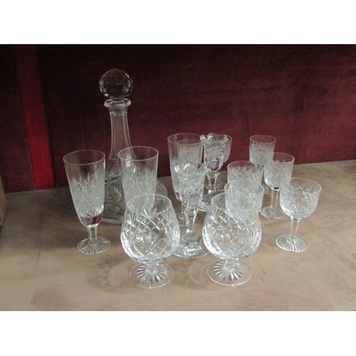 4385 - A selection of cut glass by Waterford, Thomas Webb and Edinburgh crystal. Also a cut glass decanter