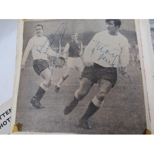 4220 - A collection of Tottenham Hotspur F.C autographs and programmes 1960's, comprising a scrap album of ... 