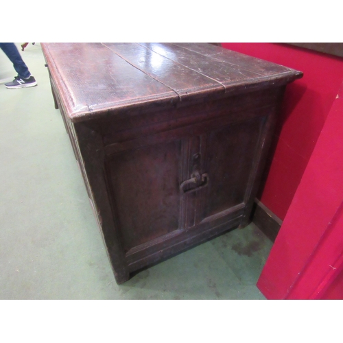 4017 - A four panel carved oak coffer, 63cm high x 130cm x 57cm     (R) £170