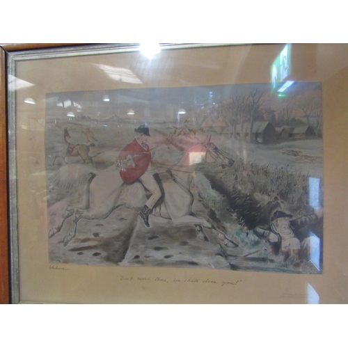 4018 - Two prints depicting horse riding, both have maple frames and gilt slips, 45cm x 63cm and 38cm x 58c... 