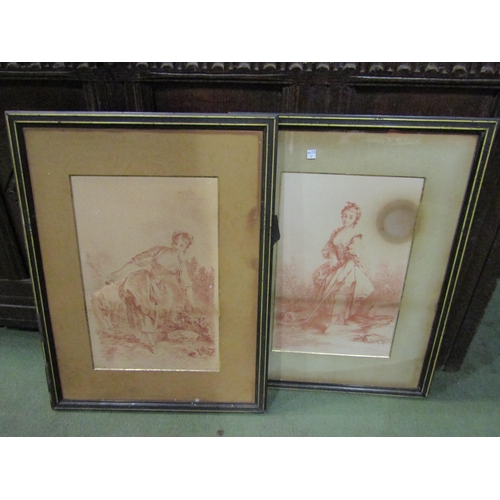 4018 - Two prints depicting horse riding, both have maple frames and gilt slips, 45cm x 63cm and 38cm x 58c... 