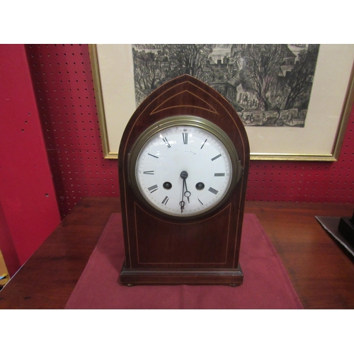 4025 - A mahogany cased French lancet top mantel clock, 28cm high     (R) £40