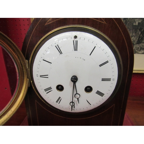 4025 - A mahogany cased French lancet top mantel clock, 28cm high     (R) £40