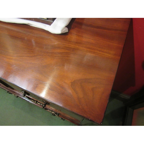 4073 - A George III revival flame mahogany bachelor's chest the brushing slide with tooled leather insert o... 