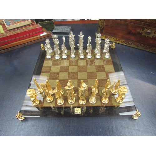 4094 - A quantity of vintage games, dominoes, 22ct plated chess and associated collectables