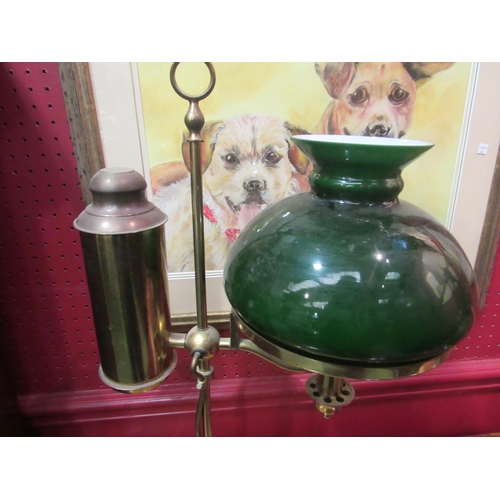 4095 - A vintage brass desk lamp with green glass shade