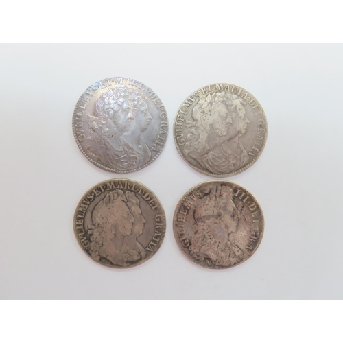 9009 - William & Mary (1685-1688): Three half crowns, two 1689 first reverse, one 1692, plus a William III ... 