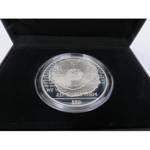 9032 - A Royal Mint 2008 Soloman Islands WWI 90th Anniversary 65mm silver proof coin, with certificate and ... 