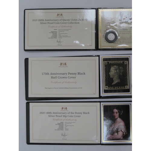 9049 - Five Harrington & Bryne presentation wallets from 2019/2020 relating to Queen Victoria, commemmorati... 