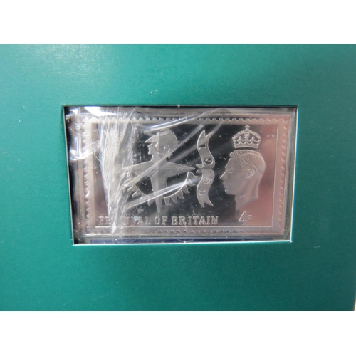 9053 - A Royal Mint silver stamp ingot Four Penny George VI Festival of Britain, a similar Penny ingot and ... 