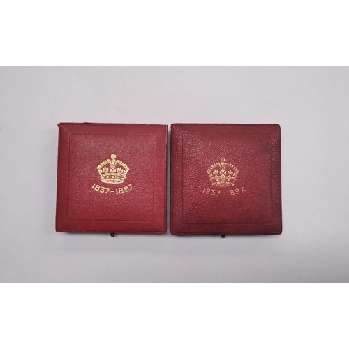 9054 - Two 1897 Queen Victoria Diamond Jubilee medallions in original cases.