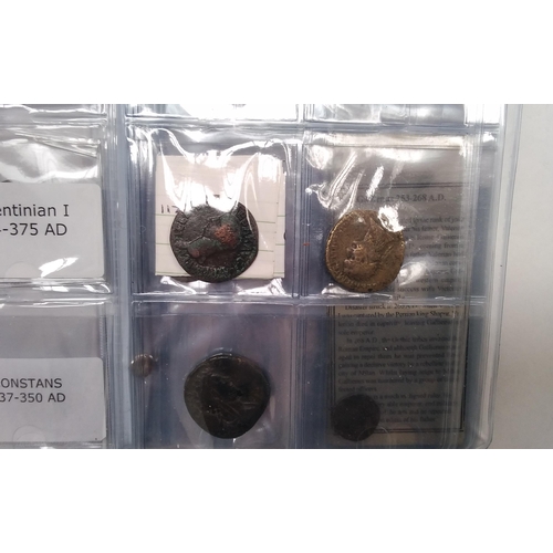 9072 - A small folder of 2nd and 3rd Century Roman bronze coinage, mostly cleaned.