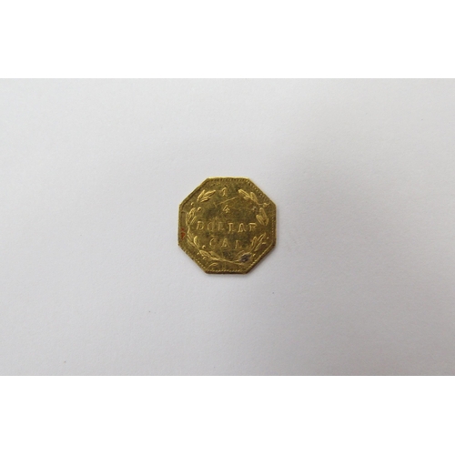 9085 - A US 1871 1/4 Dollar in gold and hexagonal form