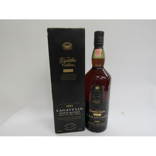 9302 - 1981 Lagavulin The Distillers Edition, Double Matured Single Islay Malt Whisky, 1ltr, boxed