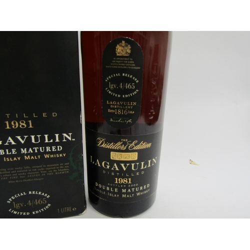 9302 - 1981 Lagavulin The Distillers Edition, Double Matured Single Islay Malt Whisky, 1ltr, boxed